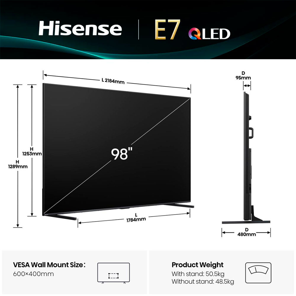 Телевизор Hisense 98E7Q / 98" / QLED / 4K UHD photo 5