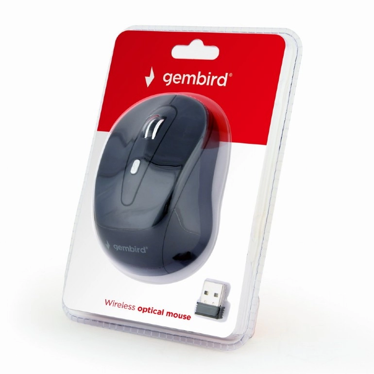 Gembird MUSW-6B-01, Wireless Optical Mouse, 2.4GHz, 6-button, 800/1200/1600dpi, Nano Reciver, USB, Black