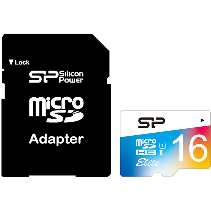 16GB microSD Class10 U1 UHS-I + SD adapter Silicon Power Elite Color microSDHC, Up to: 90MB/s photo 2