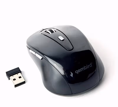 Gembird MUSW-6B-01, Wireless Optical Mouse, 2.4GHz, 6-button, 800/1200/1600dpi, Nano Reciver, USB, Black