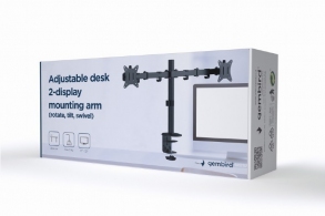 Arm for 2 monitors 17”-32”  Gembird MA-D2-01, Adjustable desk 2-display mounting arm (rotate, tilt, swivel),  VESA 75/100, up to 9 kg, black thumbnav 2