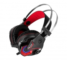 MARVO "HG8914", Gaming Headset, Microphone, 50mm driver unit, Volume control, Adjustable headband, Blue and Orange illumination, 2x3.5mm jack, USB-for illumination, cable 2.3m, Black-Red thumbnav 1