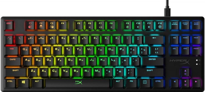 HYPERX Alloy Origins Core RGB Mechanical Gaming Keyboard (RU), Mechanical keys (HyperX Red key switch) Backlight (RGB), 100% anti-ghosting, Ultra-portable design, Solid-steel frame, Convenient USB charge port, USB