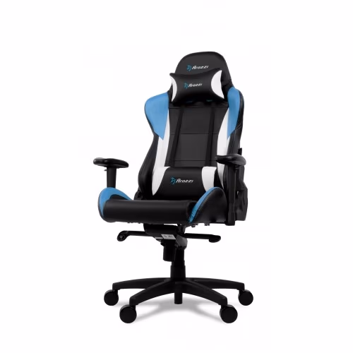 Gaming/Office Chair AROZZI Verona Pro V2, Black/Blue/White, PU Leather, max weight up to 120-130kg / height 165-190cm, Recline 165°, 1D Armrests, Head and Lumber cushions, Metal Frame, Nylon wheelbase, Gas Lift 4class, Large nylon casters, W-25.5kg 