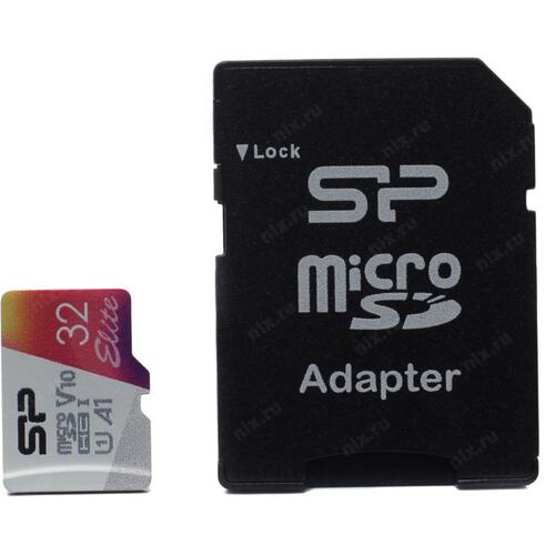 32GB microSD Class10 A1 V10 UHS-I + SD adapter Silicon Power Elite Color microSDXC, Up to: 100MB/s photo 2