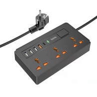Многогнездовое удлинительное зарядное устройство «два в одном» HOCO DC15 / 4 x USB + USB-C / 30W / Black thumbnav 1