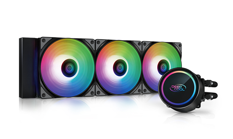 DEEPCOOL Liquid Cooler ”GAMMAXX L360 A-RGB”, Anti-Leak Technology, Socket LGA2066/2011/1851/1700/1200/115x & AM5/AM4, 3x 120mm ARGB PWM fans: 500-1800 RPM±10%, <30 dB(A), 69.34 CFM, 4-pin PWM, Pump: 2400 RPM, 17.8 dB(A), Cooper Base, Hydro Bearing, Black photo 1