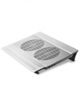 DEEPCOOL "N8", Notebook Cooling Pad up to 17", 2 fan - 140mm, 1000rpm, <25dBA, 94.7CFM, 4x USB, all aluminum extrusion panel, Silver thumbnav 1