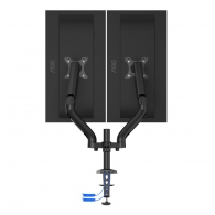 Arm for 2 monitors 13”-31.5” -  AOC AD110DX with integrated USB Hub, Black, USB Hub: USB-C + USB3.0, Desk Clamp/Grommet, Aluminum structure, Gas spring, Height adjustment, Max.Load: 2-9kg, Tilt: '-90°~+85°, Swivel:180°, Rotation: 360°, Hidden cable manage thumbnav 2