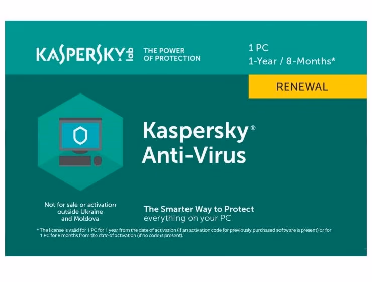 Renewal - Kaspersky Anti-Virus - 1 device, 12 months, Card 