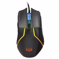 SVEN RX-G960 Gaming, Optical Mouse, 500-6400 dpi, 7+1 buttons (scroll wheel),  DPI switching modes, Two navigation buttons (Forward and Back), RGB backlight, Soft Touch coating, USB, Black