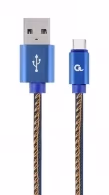 Cable USB2.0/Type-C Premium Jeans - 2m - Cablexpert CC-USB2J-AMCM-2M-BL, Blue, USB 2.0 A-plug to type-C plug, blister