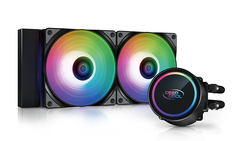DEEPCOOL Liquid Cooler ”GAMMAXX L240 A-RGB”, Anti-Leak Technology, Socket LGA2066/2011/1851/1700/1200/115x & AM5/AM4, 2x 120mm ARGB PWM fans: 500-1800 RPM±10%, <30 dB(A), 69.34 CFM, 4-pin PWM, Pump: 2400 RPM, 17.8dBA, Cooper Base, Hydro Bearing, Black photo 1