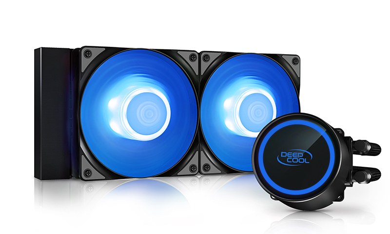 DEEPCOOL Liquid Cooler ”GAMMAXX L240 A-RGB”, Anti-Leak Technology, Socket LGA2066/2011/1851/1700/1200/115x & AM5/AM4, 2x 120mm ARGB PWM fans: 500-1800 RPM±10%, <30 dB(A), 69.34 CFM, 4-pin PWM, Pump: 2400 RPM, 17.8dBA, Cooper Base, Hydro Bearing, Black photo 2