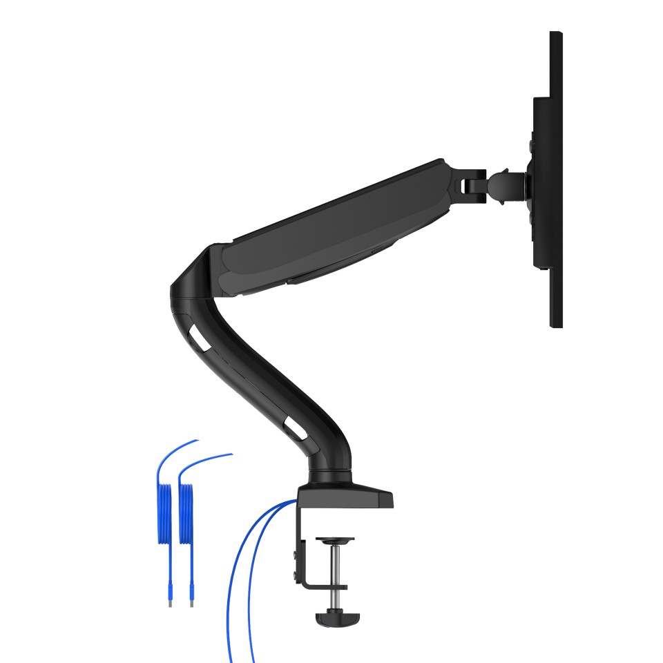 Arm for 1 monitors 13”-31.5” -  AOC AS110DX with integrated USB Hub, Black, USB Hub: USB-C + USB3.0, Desk Clamp/Grommet, Aluminum structure, Gas spring, Height adjustment, Max.Load: 2-9kg, Tilt: '-90°~+85°, Swivel:180°, Rotation:360°, Hidden cable managem photo 4