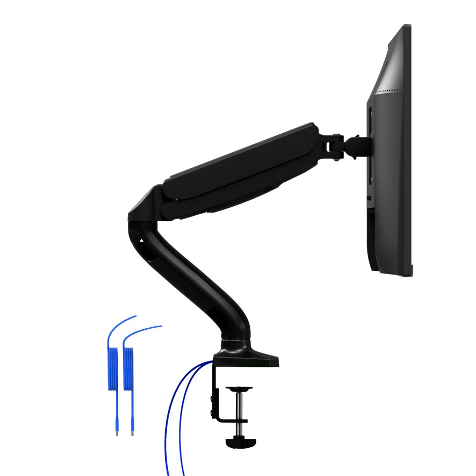 Arm for 1 monitors 13”-31.5” -  AOC AS110DX with integrated USB Hub, Black, USB Hub: USB-C + USB3.0, Desk Clamp/Grommet, Aluminum structure, Gas spring, Height adjustment, Max.Load: 2-9kg, Tilt: '-90°~+85°, Swivel:180°, Rotation:360°, Hidden cable managem photo 6