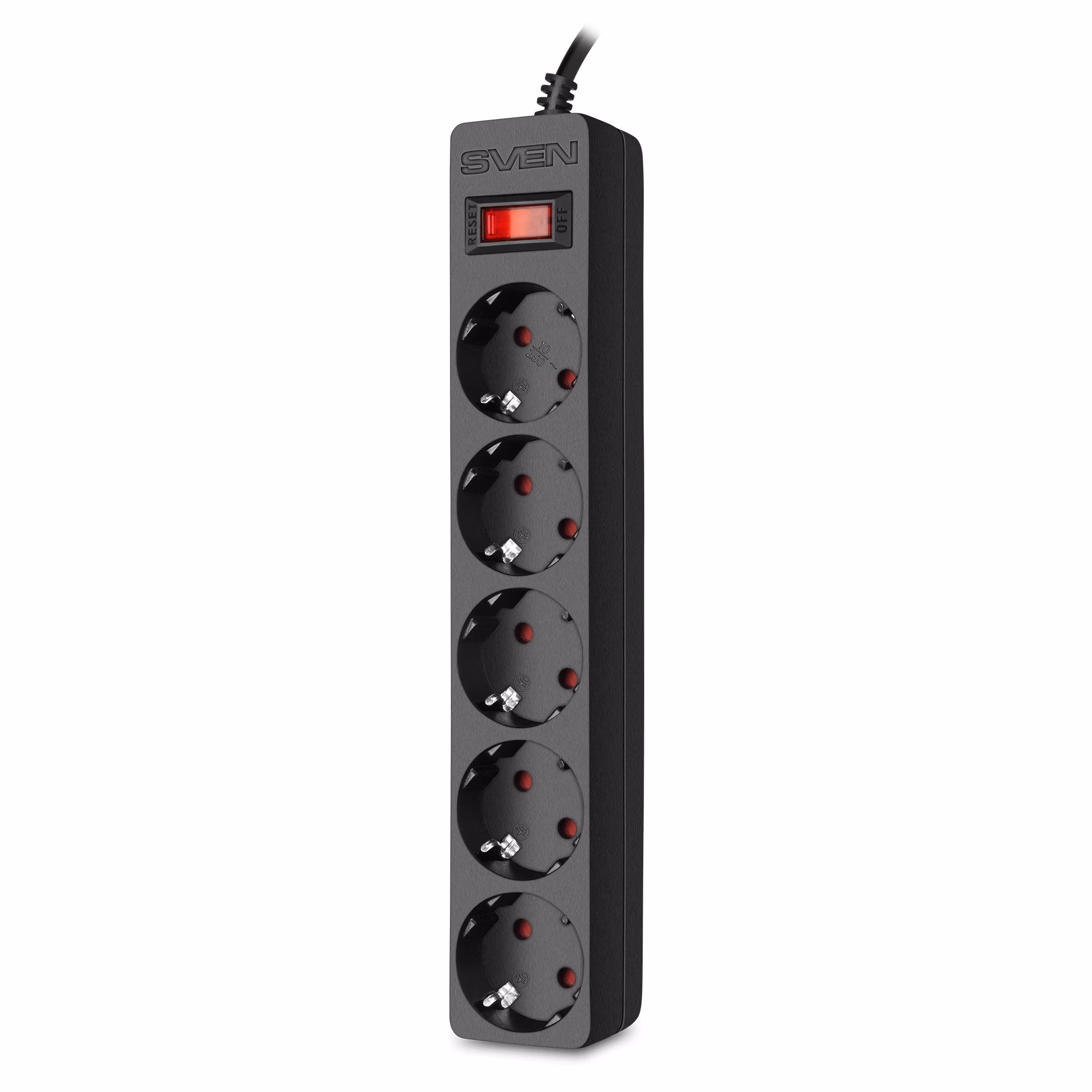 Surge Protector SVEN SF-05E / 5 Sockets / 1.8m / children protection / Black