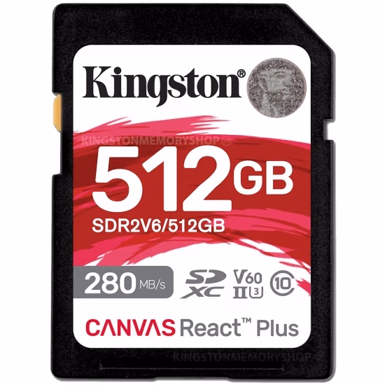 Карта памяти SD 512GB V60 Kingston Canvas React Plus, 280MB/s, UHS-II