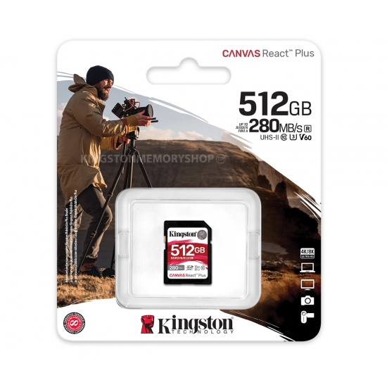 Карта памяти SD 512GB V60 Kingston Canvas React Plus, 280MB/s, UHS-II photo 3