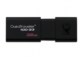 32GB USB3.0 Kingston DataTraveler 100 G3 Black, Retractable USB connector, (Read 100 MByte/s, Write 12 MByte/s) thumbnav 1