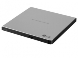 External DVDRW Drive LG GP57ES40, Portable Slim -14mm, Super-Multi DVDR+8x/-8x, RW+6x/-6x, DL+6x, RAM 5x, USB2.0, Silver, Retail thumbnav 1