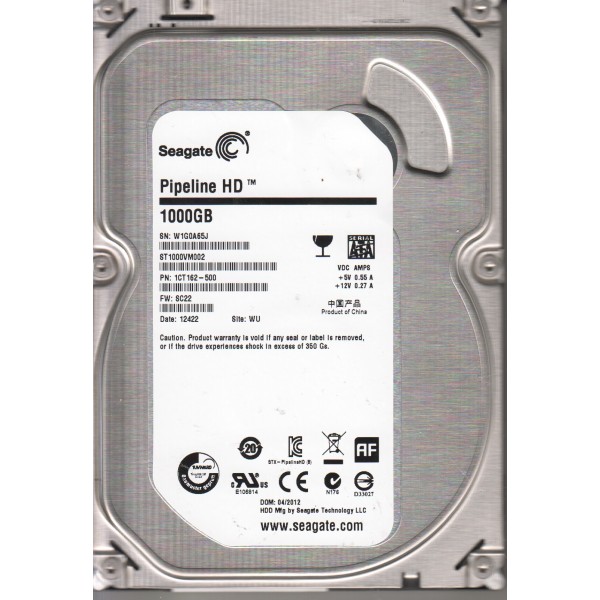 3.5" HDD 1.0TB  Seagate ST1000VM002 Video 3.5 HDD™, 5900rpm, 64MB, SATAIII, NP photo 1
