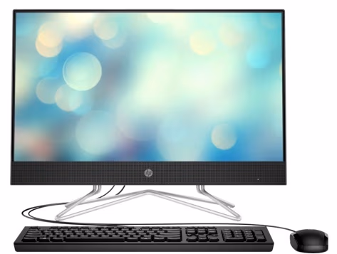 All-in-One PC - 23.8" HP AiO 24-df0057ur 23.8" FHD AG UWVA, Intel Pentium J5040, 4GB (2 slots) DDR4, 256GB M.2 PCIe NVMe SSD, Internal Graphics, CR, HD Cam, WiFi ac 1x1 + BT5, HDMI, LAN, Black Wired USB KB & USB Mouse, FreeDOS, Jet Black. 