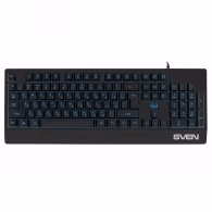 SVEN KB-G8300 Gaming Keyboard, membrane with tactile feedback,104 keys, 12Fn-keys, Backlight, 1.8m, USB, Special holes in the basis for fluid extraction, Black, Rus/Ukr/Eng