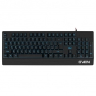 SVEN KB-G8300 Gaming Keyboard, membrane with tactile feedback,104 keys, 12Fn-keys, Backlight, 1.8m, USB, Special holes in the basis for fluid extraction, Black, Rus/Ukr/Eng