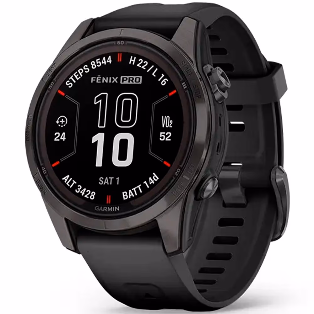 Garmin Fenix 7S Pro – Sapphire Solar, Carbon Grey DLC Titanium with Black Band 