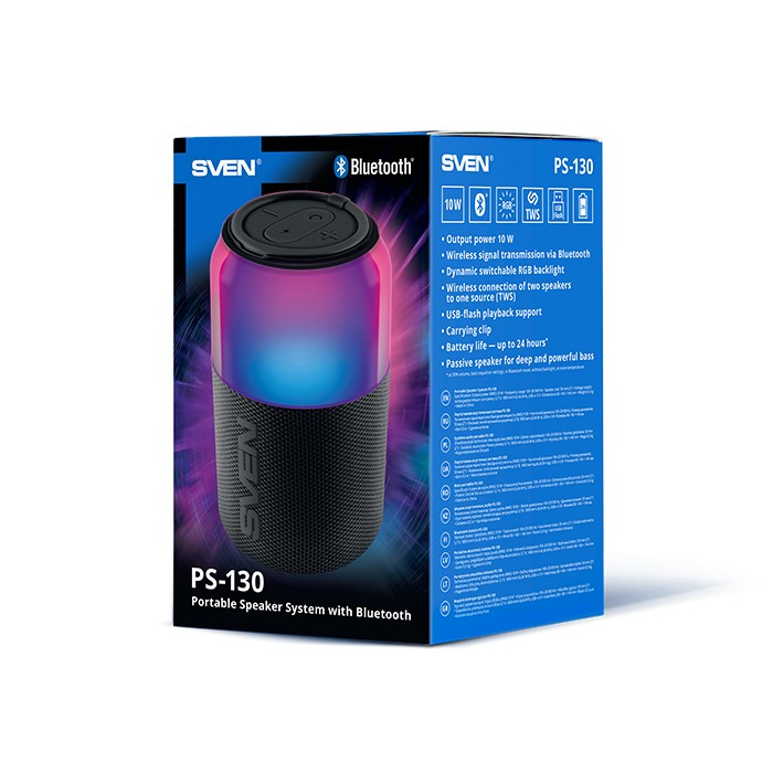 Boxa portabila SVENPS-130 / 12W / Bluetooth / 1800 mAh/ Black photo 7