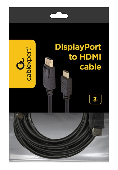 Cable DP-HDMI  - 3m - Cablexpert CC-DP-HDMI-3M, 3m, DP (male) - HDMI type A (male)  cable,  from DisplayPort to HDMI (cable is not bi-directional), Black photo 4