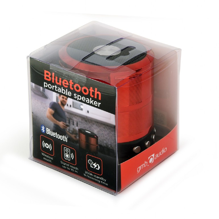 Boxa portabila Gembird SPK-BT-08 Red / 3W / Bluetooth / microSD / 400 mAh photo 2