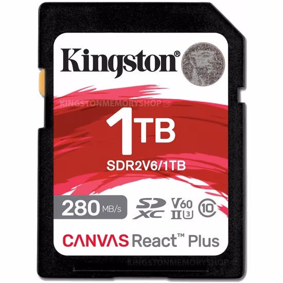 Карта памяти SD 1.0TB V60 Kingston Canvas React Plus, 280MB/s, UHS-II