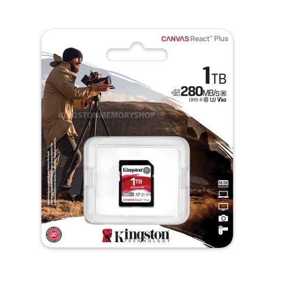 Карта памяти SD 1.0TB V60 Kingston Canvas React Plus, 280MB/s, UHS-II photo 2
