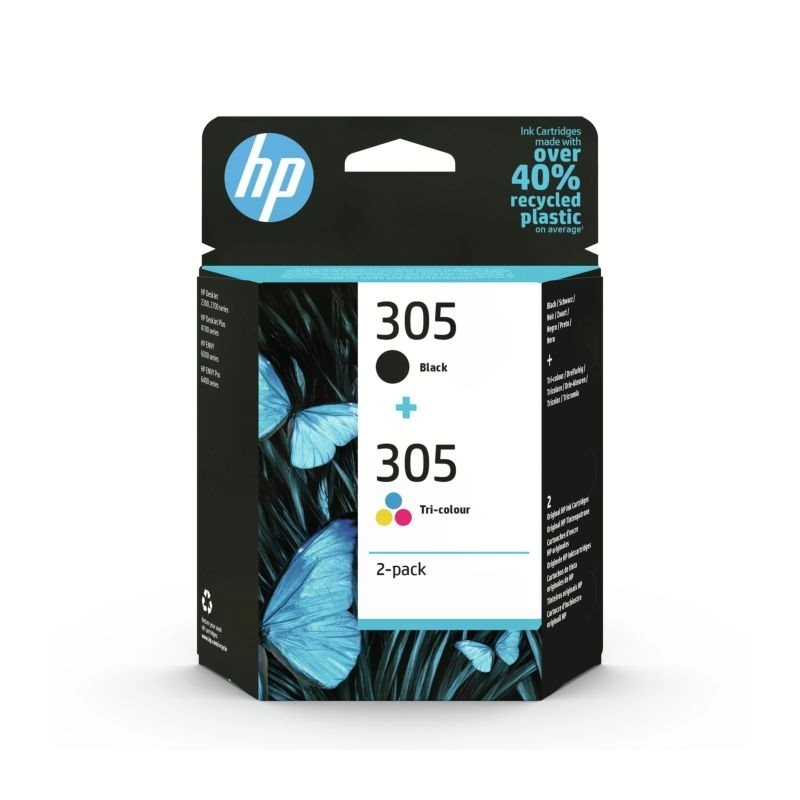 Multipack HP 305 (6ZD17AE) Black/Tri-colour Original Ink Cartridges for HP DeskJet 2710, HP DeskJet 2720 ,HP DeskJet 2721, HP DeskJet 2722, HP DeskJet 2723, HP DeskJet 2724, HP DeskJet Plus 4110,HP DeskJet Plus 4120