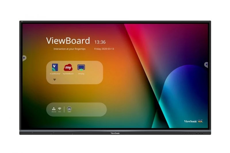 ViewSonic IFP7550-3, EDUCATION - Dual-Pen Interactivity, 74.5" 20 Points Ultra-Fine Touch,7H Tempered Glass (AG),3840x2160,350nits,1200:1,32GB Storage, 3GB RAM ,VGAx1,HDMI inx3,HDMI outx1,SPDIFx1,Earphonex1,USBx7(front x3, rear x4),RJ45x1,RS232x1,10W photo 1
