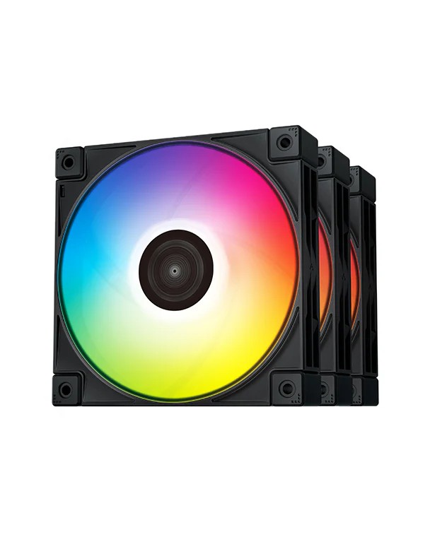 120mm Case Fan - DEEPCOOL ”FC120 - 3 IN 1”, 3x A-RGB LED Fans, 120x120x25 mm, 500~1800 RPM±10%, 61.91 CFM, <28 dB(A), 4-pin PWM, Hydro Bearing, 3-pin(+5V-D-G), Black photo 1