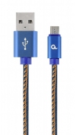 Cable USB2.0/Micro-USB Premium Jeans - 2m - Cablexpert CC-USB2J-AMmBM-2M-BL, Blue, USB 2.0 A-plug to Micro-USB plug, blister thumbnav 1