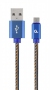 Cable USB2.0/Micro-USB Premium Jeans - 2m - Cablexpert CC-USB2J-AMmBM-2M-BL, Blue, USB 2.0 A-plug to Micro-USB plug, blister thumbnav 1