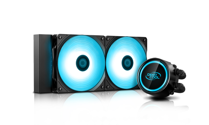 DEEPCOOL Liquid Cooler "GAMMAXX L240 V2",  Anti-leak Tech Inside, LGA2066/2011-v3/2011/1700/1200/1151/1150/1155 & AM5/AM4, 2x 120mm PWM fans RGB LED, fans: 500~1800rpm, pump: 2550rpm, 17.8dBA, 69.34CFM, 4 pin, Hydro Bearing photo 1