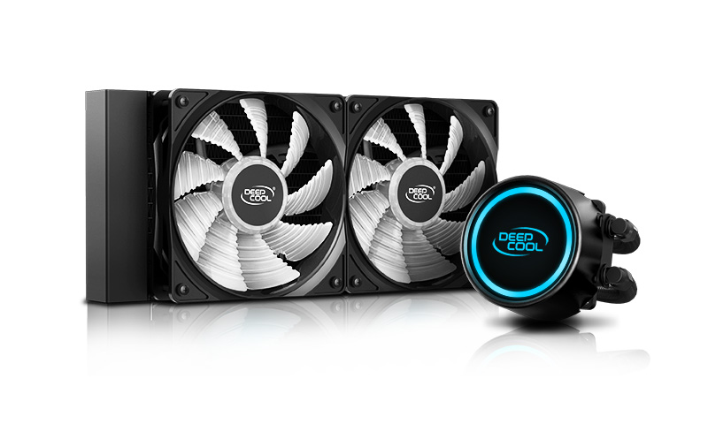 DEEPCOOL Liquid Cooler "GAMMAXX L240 V2",  Anti-leak Tech Inside, LGA2066/2011-v3/2011/1700/1200/1151/1150/1155 & AM5/AM4, 2x 120mm PWM fans RGB LED, fans: 500~1800rpm, pump: 2550rpm, 17.8dBA, 69.34CFM, 4 pin, Hydro Bearing photo 2