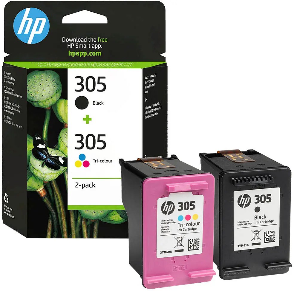 Multipack HP 305 (6ZD17AE) Black/Tri-colour Original Ink Cartridges for HP DeskJet 2710, HP DeskJet 2720 ,HP DeskJet 2721, HP DeskJet 2722, HP DeskJet 2723, HP DeskJet 2724, HP DeskJet Plus 4110,HP DeskJet Plus 4120 photo 1