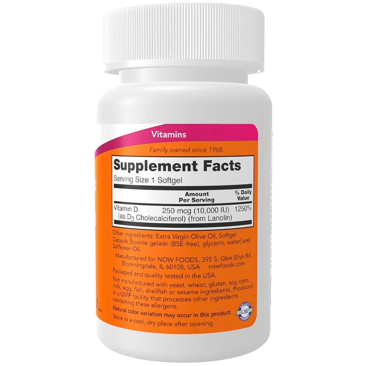 Vitamine Now Foods Vitamin D-3 10,000 IU photo 2