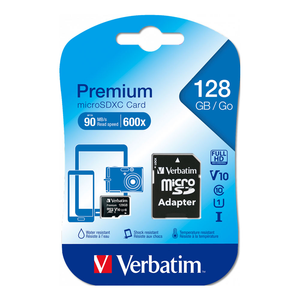 Карта памяти MicroSD+ SD adapter Verbatim 128GB Premium Gen 4 A1 UHS-I U1 photo 4