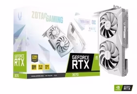 ZOTAC GeForce RTX 3070 Twin Edge OC LHR White Edition 8GB GDDR6, 256bit, 1755/14000Mhz, Ampere, PCIeX16 4.0, Dual Fan / IceStorm 2.0, 1xHDMI, 3xDisplayPort, Active Fan Control/FREEZE Fan Stop, White Led Lightning, FireStorm, Metal Backplate, Premium Pack