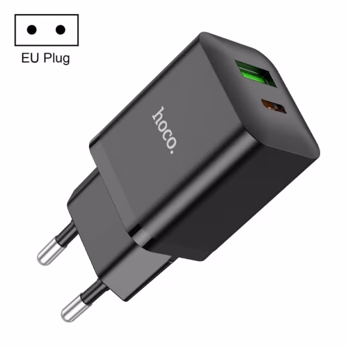 USB Charger HOCO N28 Founder, 1 x USB-C + 1 x USB, USB-C: 20W / USB:18W, Total output: 5V/3A, up to PD20W / QC3.0, Black 