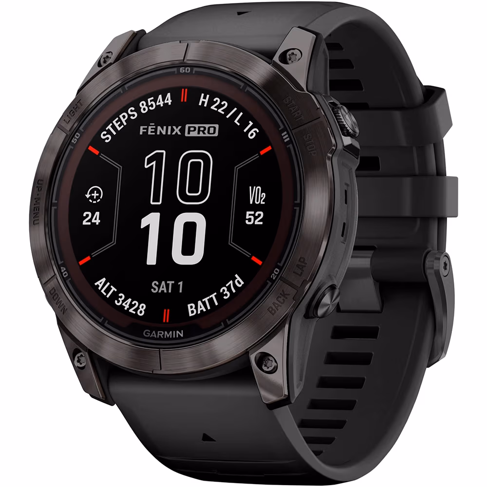 Garmin Fenix 7X Pro - Sapphire Solar, Carbon Grey DLC Titanium with Black Band 