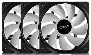 120mm Case Fan - DEEPCOOL "RF120-3 IN1", 3x RGB LED Fans, Customizable RGB LED Lighting, Two-way Control (Cable Controller & software control), 120x120x25mm, 500-1500rpm, <17.8~27dBa, 56.5CFM, Hydro Bearing, 4Pin, PWM, 12V RGB 4-pin port thumbnav 2
