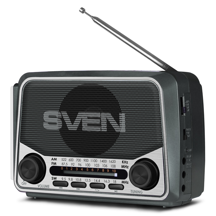 SVEN SRP-525 Gray, FM/AM/SW Radio, 3W RMS, 8-band radio receiver, built-in audio files player from USB-fash, microSD and SD card storage devices, telescopic swivel antenna, built-in battery photo 1 SVEN SRP-525 Gray, FM/AM/SW Radio, 3W RMS, 8-band radio receiver, built-in audio files player from USB-fash, microSD and SD card storage devices, telescopic swivel antenna, built-in battery photo 1